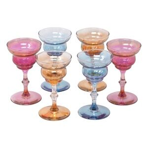 Vintage Multi Color Iridescent Cocktail Stems